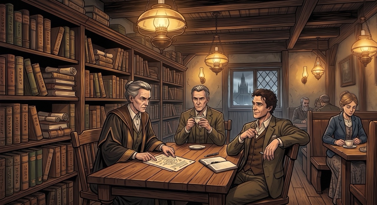 The bar two streets from the Temple of Divine Accountability, which has been serving the same local spirits to theological scholars for four millennia, a tenure that the Oglaroonians point to as evidence of at least one thing that was designed correctly.