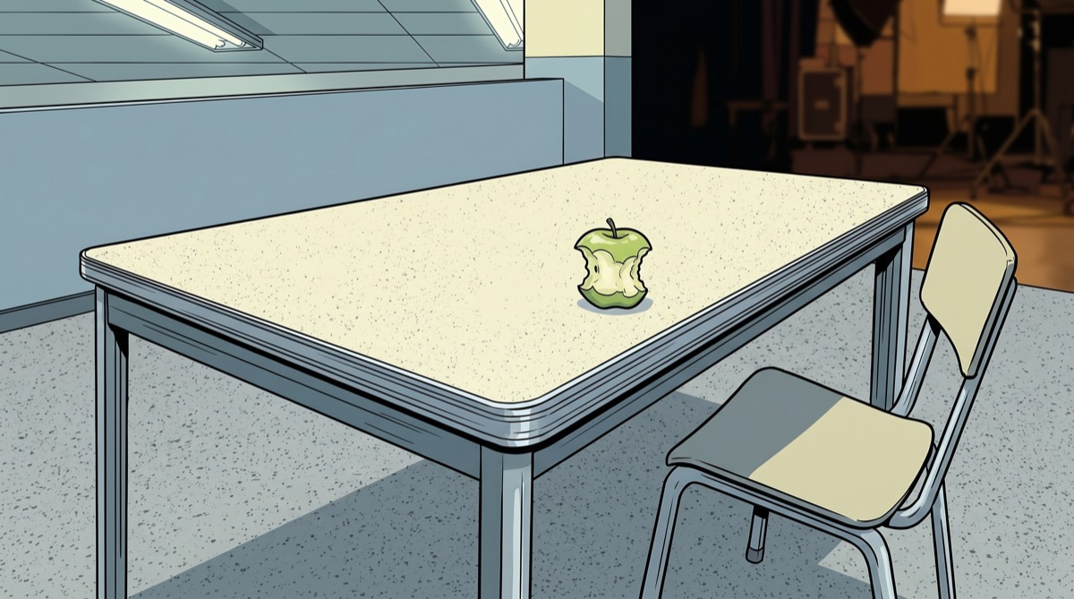 The table where, in retrospect, the outcome of the interview had already been settled.
