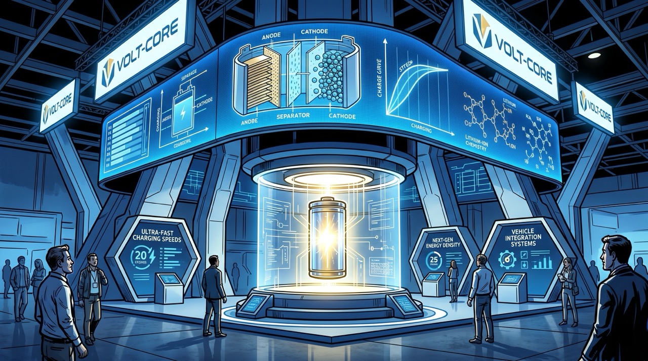 The real competition: battery company booths that dwarfed the automakers