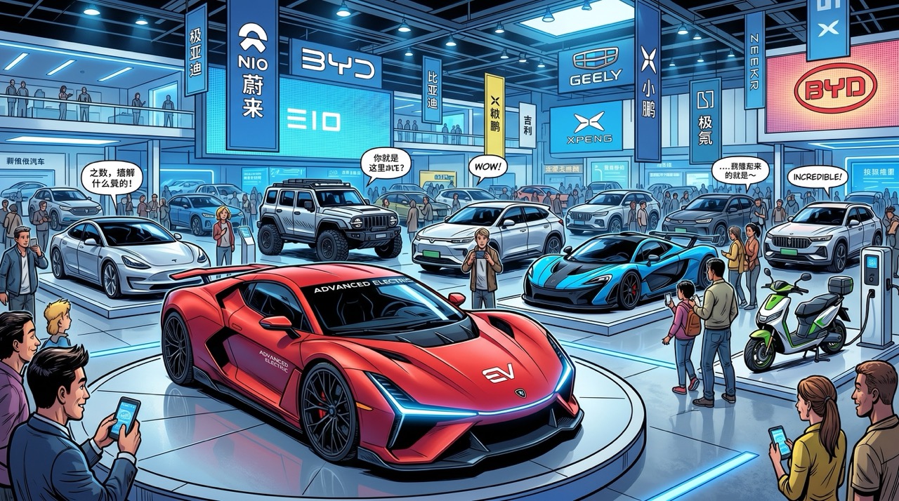 The show floor: more variety in one aisle than in the entire US EV market