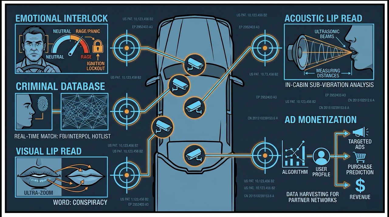 The full stack, visualized: five patents, one truck, zero consent