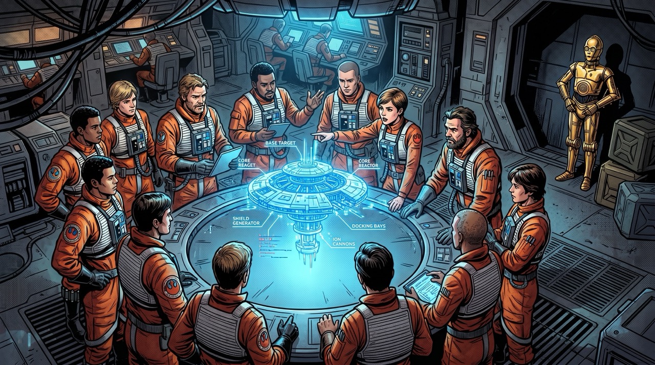 The briefing room where nobody asks the protocol droid for his opinion