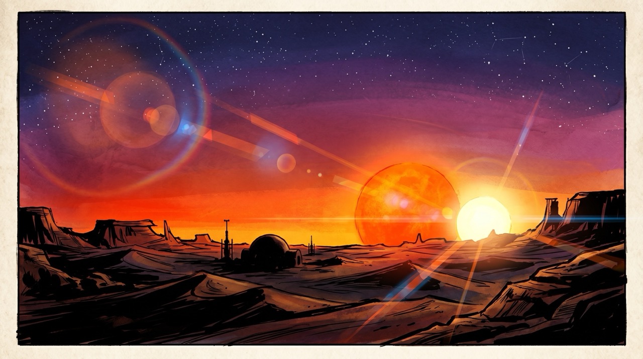 Two suns for a boy with zero ways off this rock