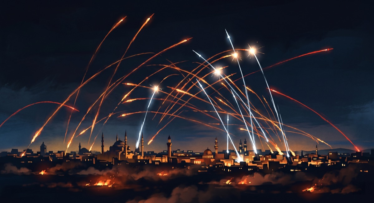 The interception geometry over the Middle East theater: missiles launched, missiles intercepted, missiles not intercepted, a war that studied the ratios and kept going