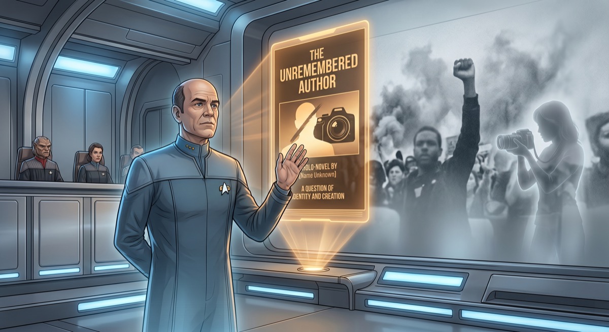 Two synthetic beings, neither fully recognized by the Federation, waiting for the law to catch up.