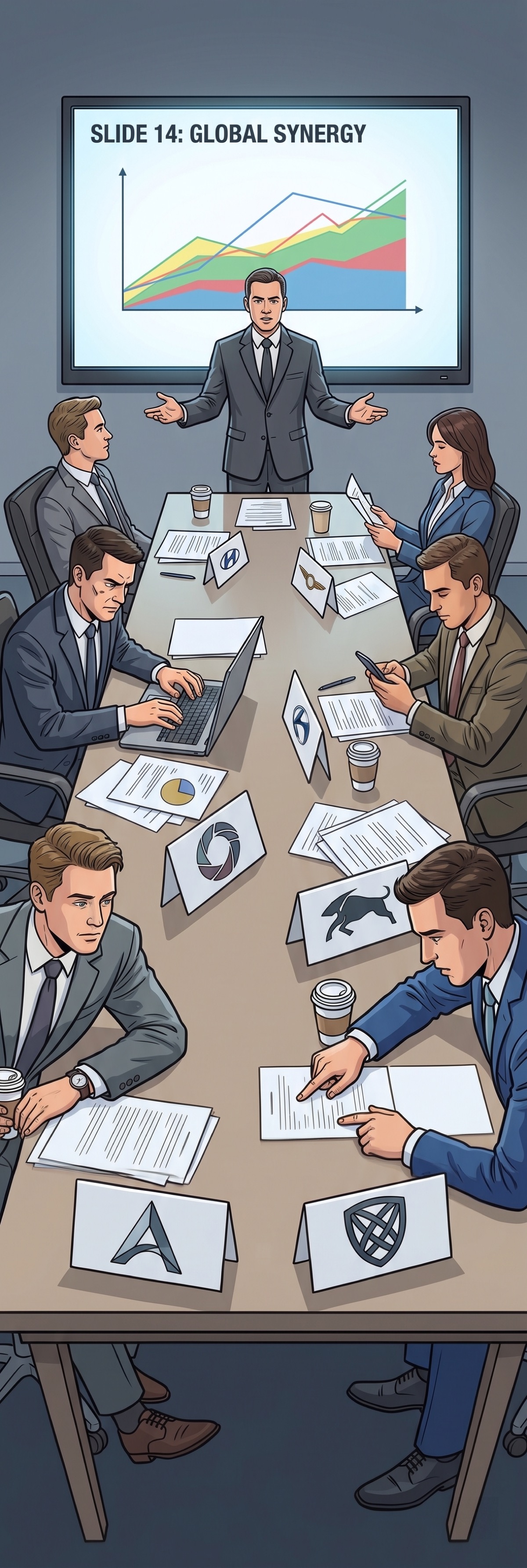 The kind of meeting where six people agree on the problem and disagree on the solution for ninety minutes before breaking for lunch