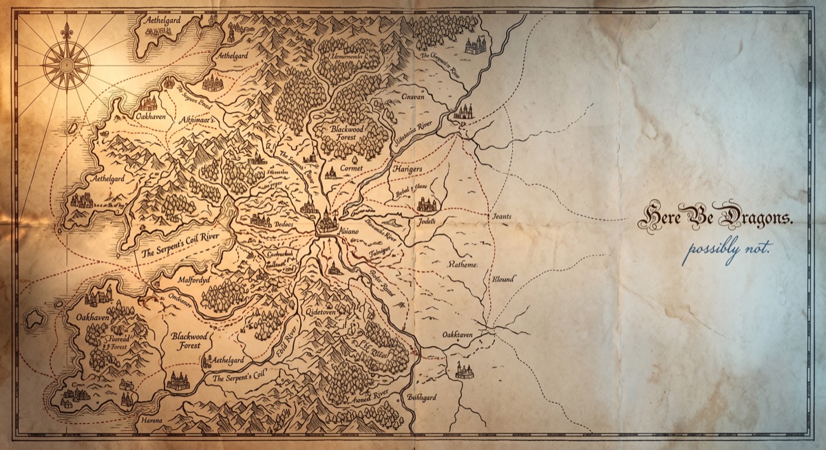 The edge of a charted map: the center dense with paths and annotations, the margins becoming sparse, and the blank territory beyond the last known point where someone has written "here be dragons" in small, precise handwriting—and then, in a different hand, "possibly not"