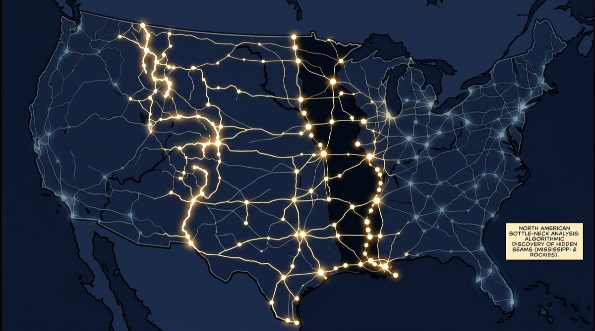 Two search frontiers expanding from opposite ends of a continent, about to collide at the nodes that matter—102 bridges, a few mountain passes, and the ghost of a man in a café in Amsterdam