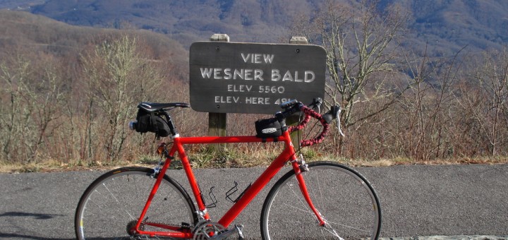 Red bike on the Blue Ridge Parkway