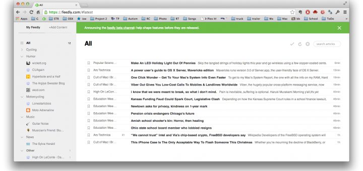 Feedly on the desktop